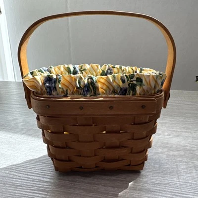 Longaberger Basket Small American Cancer Society Handwoven w/ Liner. 1997 - Image 1 of 4