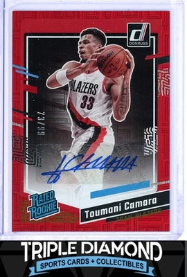 2023-24 Panini Donruss Toumani Camara Rated Rookie Auto Red Choice #73/99 L71 - Image 1 of 2