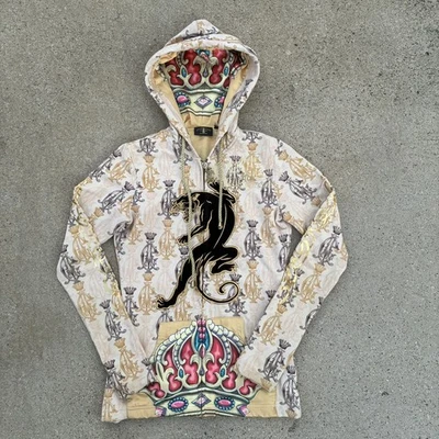 Christian Audigier Mujer Dorado Especialidad Sudadera con Capucha Chaqueta Negro Diseño Pantera Raro Foto 1 de 4