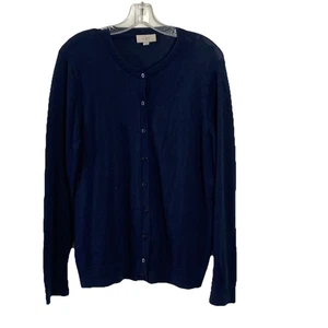 Loft Outlet Womens Cardigan Sweater Sz XL Button Front Cotton Navy Casual Preppy - Picture 1 of 6