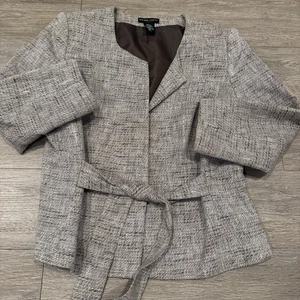 New York And Company Blazer Jacket Linen Cotton Beige Brown Women’s Medium - Picture 1 of 7