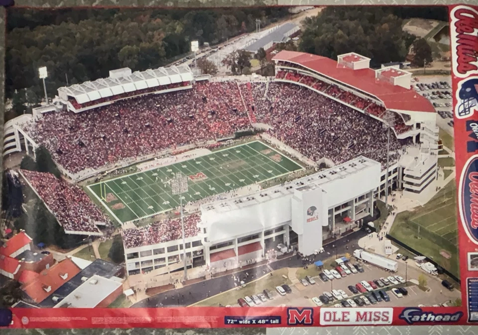 Calcomanía de pared Fathead Ole Miss Vaught Hemingway Stadium ¡¡ENORME!! COL REB HOTTY TODDY! Foto 1 de 4