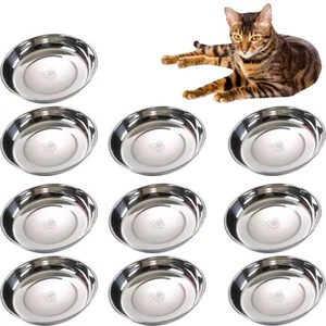 10PCS Stainless Steel Cat Bowls, 5.5" Dia Shallow Cats Water Food Dish Replac... - Picture 1 of 7