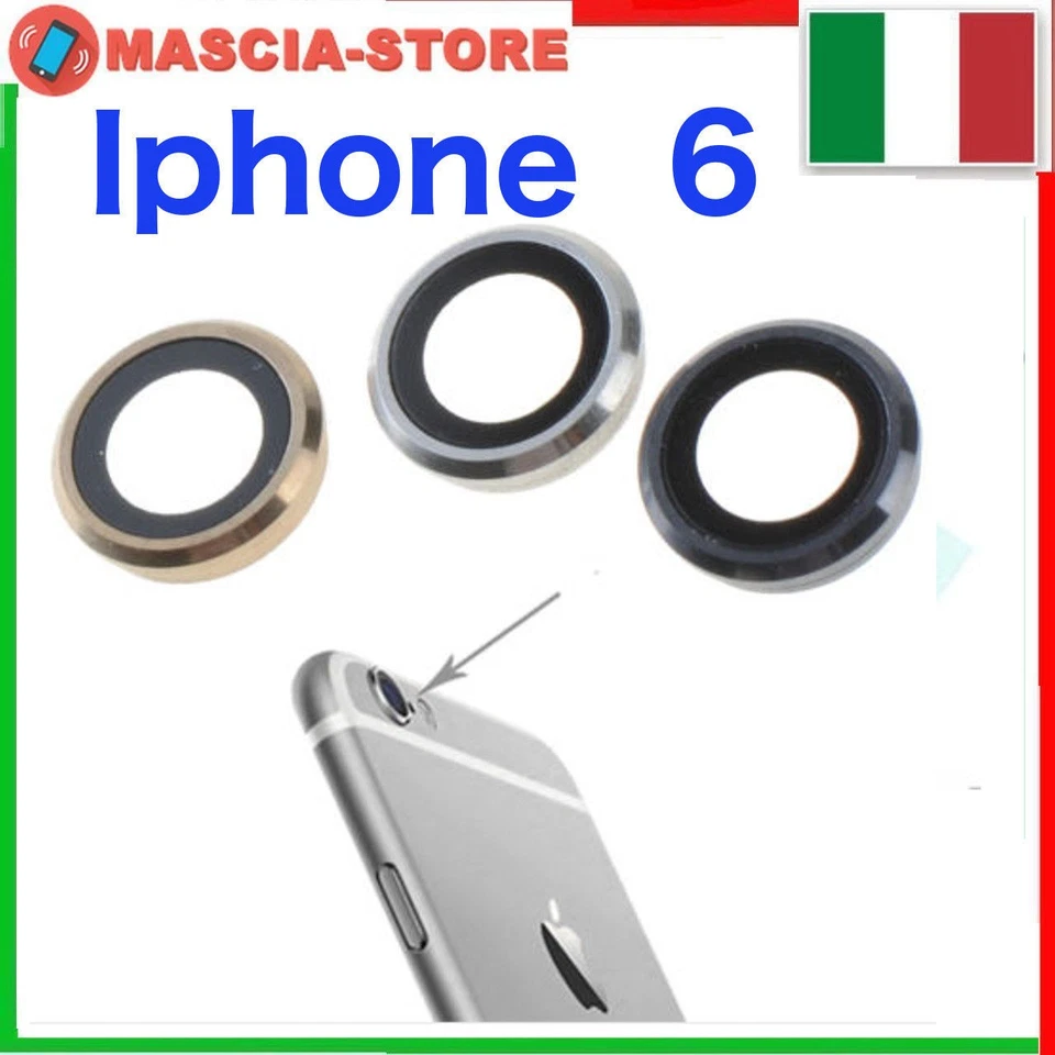 Vetro Vetrino POSTERIORE Camera Fotocamera LENTE + ANELLO Cornice IPHONE 6 - Immagine 1 di 1