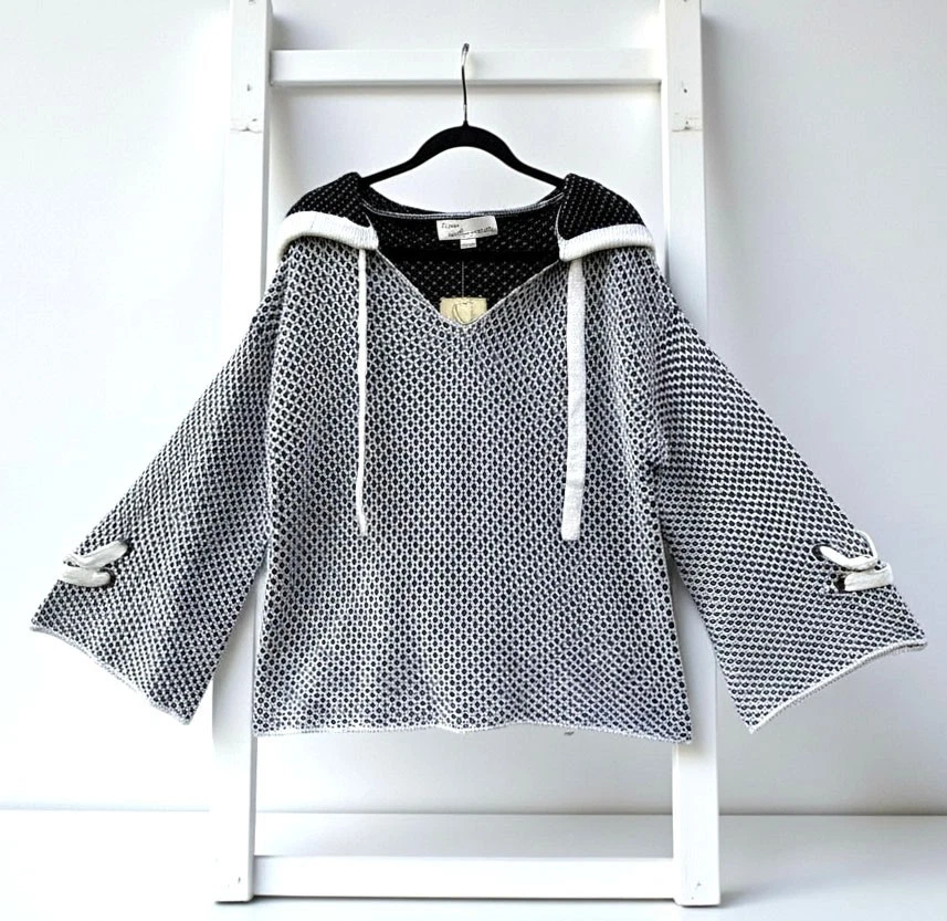 DE COLECCIÓN HABANA NEGRO/BLANCO MANGA CAMPANA SUÉTER SUDADERA CON CAPUCHA GRANDE NUEVO CON ETIQUETAS Foto 1 de 1