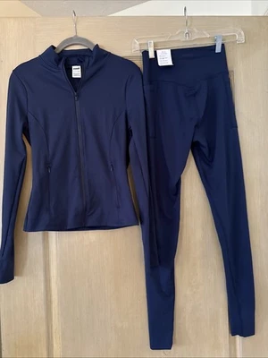 ROSA Victoria Secret Conjunto de Leggings Ajustados para Chaqueta y Relé, Azul Marino Talla S/P Foto 1 de 4