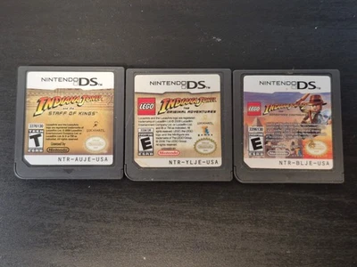 NDS LEGO Indiana Jones 3 Game Lot Cart Only Staff of Kings + 1 & 2 - Image 1 of 4