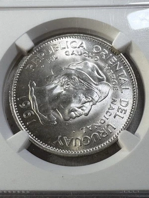 1961 Uruguay 10 Pesos Silver Coin Graded MS 66 by NGC Revolution Commemorative - Image 1 of 4