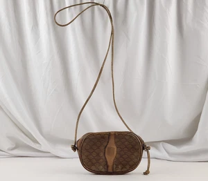 Authentic CELINE Macadam Clutch Beige Handbag Shoulder Bag Zip Leather Crossbody - Picture 1 of 24
