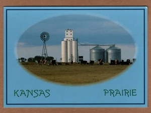 Kansas Prairie Windmill Silos Grain Elevator UNP Continental Postcard - Picture 1 of 2