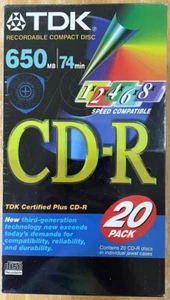 TDK ~ CD-R ~ 20 Pack ~ Recordable Compact Discs w/Jewel Cases ~ Factory Sealed - Picture 1 of 6