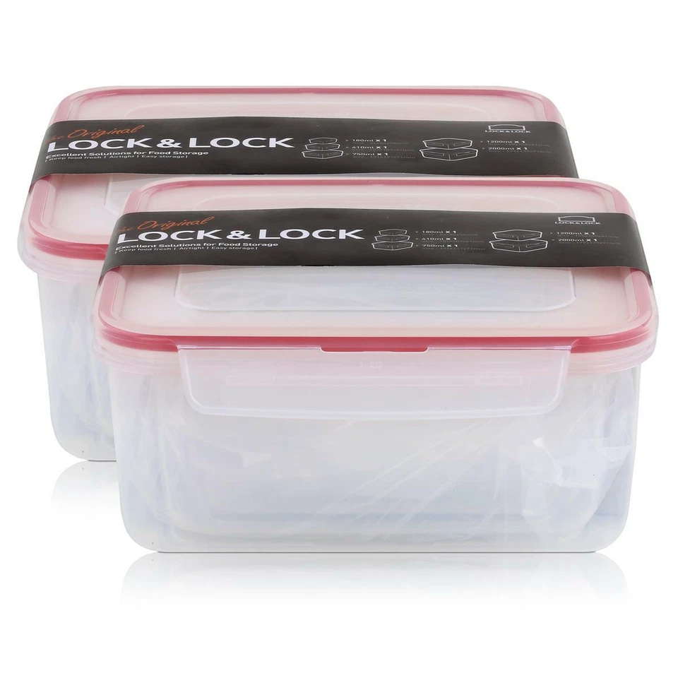 Lock&Lock HPL980CLQ5 Frischhaltedosen 5er Set - Luft & Wasserdicht (2er Pack) - Bild 1 von 1