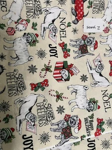 Christmas Holidays Dogs Multicolored Cotton Fabric Brother Sister Design 2 Yards - Picture 1 of 3