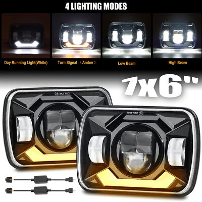 2X 7x6'' 5x7'' H5054 LED Headlights DRL Turn Light For Peterbilt 365 367 379 386 - Image 1 of 4