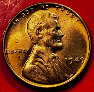 1949-P Lincoln Wheat Cent Penny GEM RED BU From an Original Bank Roll - Picture 1 of 9