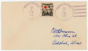 D.P.O.(1909~1941)-RED CROSS(Pointe Coupee Parish)LOUISIANA-JUL/3/1931-RED - Picture 1 of 2