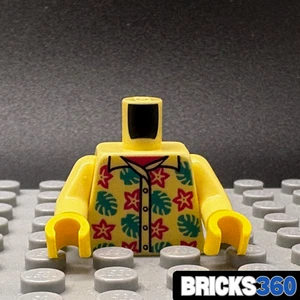 Lego Neu hellgelbe Minifigur Torso Shirt mit Blumenmuster Hawaii Strand - Bild 1 von 3
