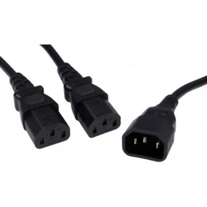 Black 4 Meter IEC Mains Y-Splitter Lead Cable (IEC C14 Male - 2x IEC C13 Female) - Picture 1 of 3