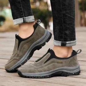 Mens Slip On Sneakers Hiking Shoes Outdoor Men Wide Width Comfort Walking Shoes - Picture 1 of 27
