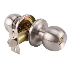 Door Lock Handles With Locks Gate Privacy Pass Round Sliver Steel Shower Ball - Picture 1 of 6