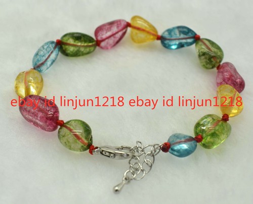 VALENTINO Affascinante Bracciale 10 15mm Multicolore Irregolare Tormalina Gemma 7 5inches