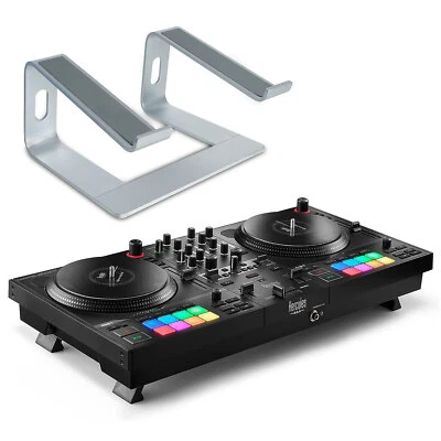 Hercules DJControl Inpulse T-7 2-Deck DJ-Controller + Laptopständer Silberf - Bild 1 von 4