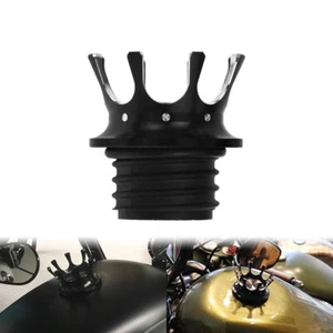 Black King Crown Gas Cap Fuel Tank Right-Hand Thread Fit For Harley Softail Dyna - Foto 1 di 12