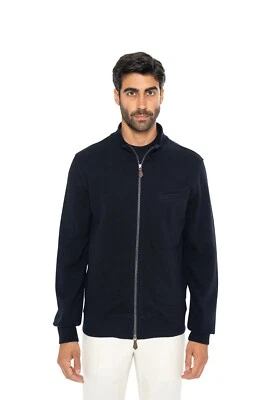 Isaia Napoli Azul Marino Cremallera Completa Chándal Chaqueta Cárdigan Lana Size - Imagen 1 de 4