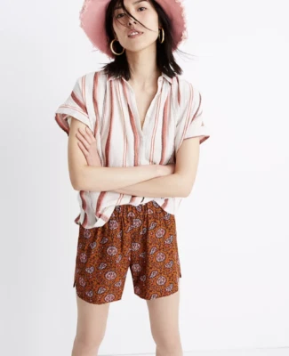 Pantalones cortos Madewell para mujer talla XXS drapeados en cálido estampado floral de cachemira Foto 1 de 4