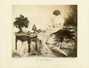 "LE JARDIN JAPONAIS" Eau-forte et aquatinte originale entoilée Louis ICART 1932 - Picture 1 of 1