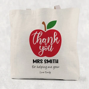 Thank You for helping me grow Personalised Cotton Gift Bag Tote Bag Teacher Gift - Picture 1 of 2