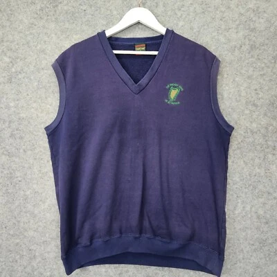 Vintage 90s Sweater Vest Mens Large Navy CROSS CREEK Irish St Patrick Logo USA - Imagem 1 de 4