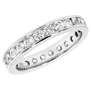 1.00ct F/VS 100% Natural Round Diamond Channel Set Full Eternity Ring, Platinum - Picture 1 of 5