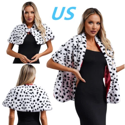 Женщин Хэллоуин косплей пятнистый искусственный мех плащ далматин шаль шарф - Изображение 1 из 4