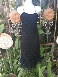 VTG 90s Y2K Betsey Johnson Sexy Black Slip Dress Grunge Goth Buffy Whimsygoth XS - Picture 1 of 10