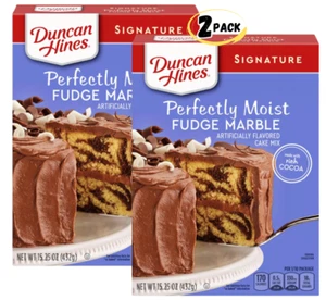 Duncan Hines Signature Perfectly Moist Fudge Marble Cake Mix 15.25 oz (2 BOXES) - Picture 1 of 2