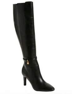Bota de cuero negra hasta la rodilla Kurt Geiger London Brixton Lock EU 40.5 NUEVA CON ETIQUETAS - Imagen 1 de 16