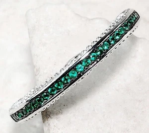 Ring 1 kt behandelter Smaragd 925 massiv Sterlingsilber Größe 9 MP6 - Bild 1 von 4