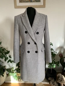Zara Manteco grauer Wollmantel Zweireiher Longjacke Mantel selten - klein - Bild 1 von 14