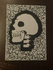 ACEO Original Marker Drawing 2.5 x 3.25 in Paper Human Skull Spooky Theme - Picture 1 of 1