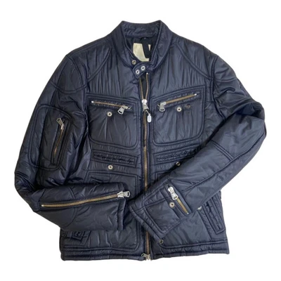 Chaqueta de ciclista Diesel de cuero azul marino para hombre M usada ligeramente usada Foto 1 de 4