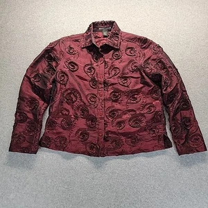 Scott Taylor Vintage Damen Bluse mit Knopfleiste Petite Small Struktur Rosen - Bild 1 von 5