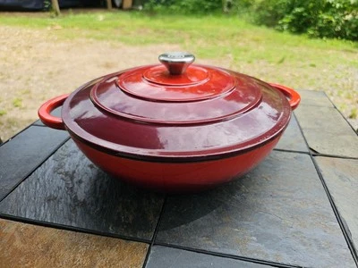 Cook Essentials 5qt Cast Iron Braiser Dutch Oven 12" × 4" deep  NEW tiny chip - Image 1 of 4
