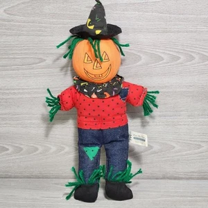 Vintage Halloween Pumpkin Scarecrow Plush Play by Play Jack O Lantern 12" decor - Picture 1 of 5