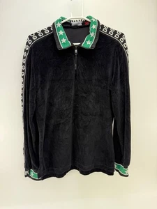 Dolce & Gabbana Mens Black Velour Pullover 1/4 Zip Track Jacket Sweatshirt Sz 52 - Picture 1 of 3