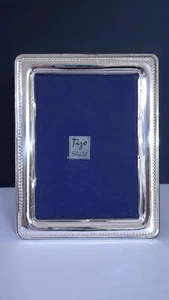 TIZO 5 x 7 Bilderrahmen 925 Sterling Silber Perlenmuster Made in Italy - Bild 1 von 5