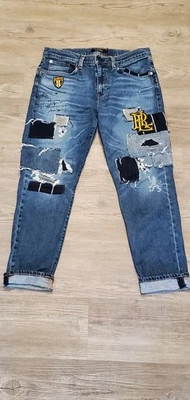 Ralph Lauren Y2k Patchwork Women's Jeans Size 8 Blue Denim Boyfriend Mid Rise - Image 1 of 4