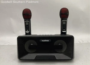 MASINGO Karaoke Machine w/ 2 Wireless Mics Bluetooth Singing Speaker - Tested - Picture 1 of 6