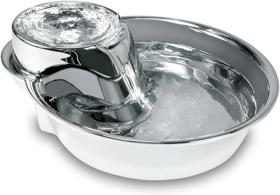 Fuente de acero inoxidable Pioneer Pet diseño de gota de lluvia 60 oz.,  Foto 1 de 4