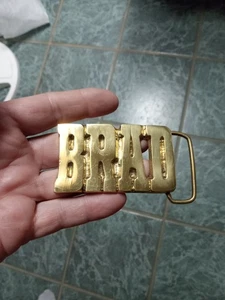 Vintage BRAD Name Cut Out Block Letters Solid Brass Belt Buckle - Picture 1 of 2